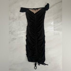 Fashion nova Black ruched off the shoulder dress